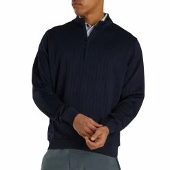 FootJoy Drop Needle Half Zip Navy Mens Golf Pullover