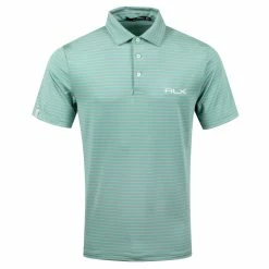 Polo Ralph Lauren RLX Striped Lightweight Airflow Essex Green Mens Golf Polo