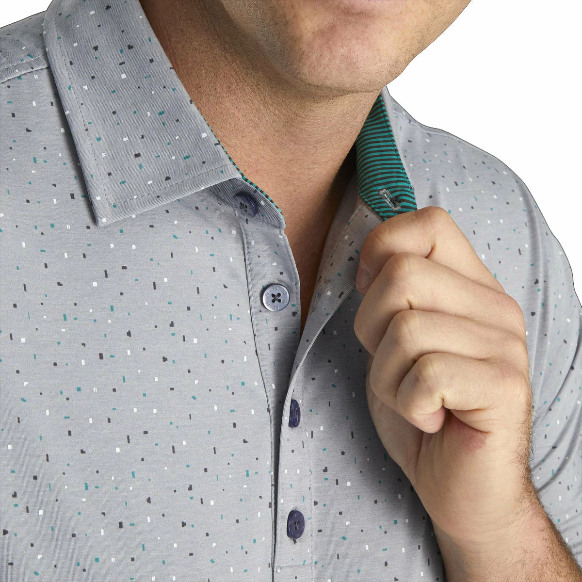 FootJoy Lisle Confetti Print Mens Golf Polo - Image 3