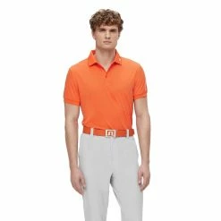 J.Lindeberg J. Lindeberg Tour Tech Amer Fit Lava Orange Mens Golf Polo