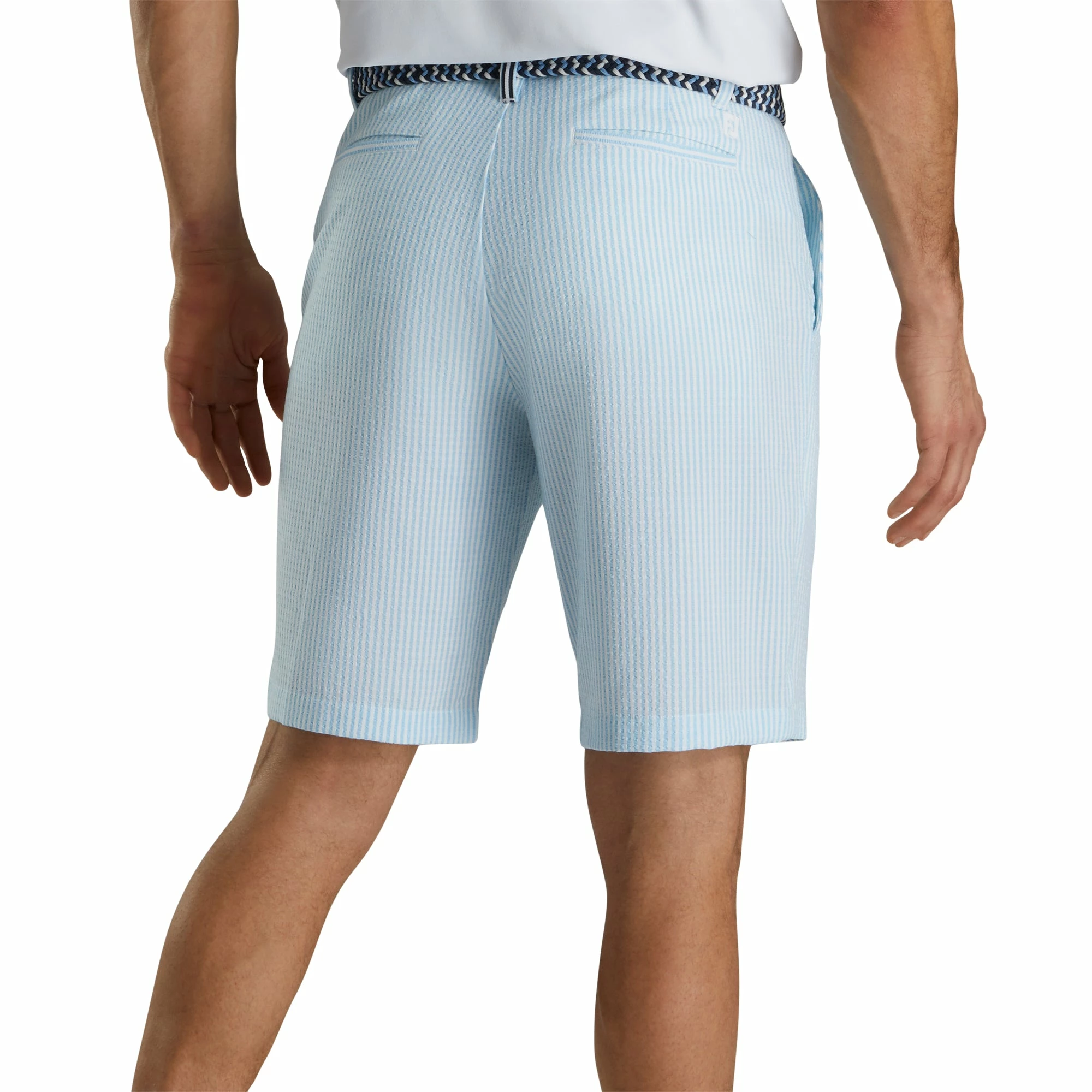 FootJoy Southern Living Performance Seersucker Blue White Mens Golf Shorts - Image 2