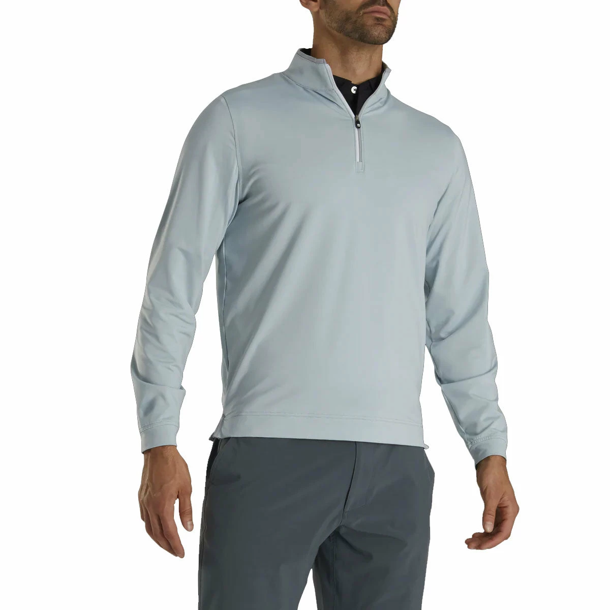 FootJoy Lightweight Stripe Grey Mens Golf 1/4 Zip Pullover - Image 2