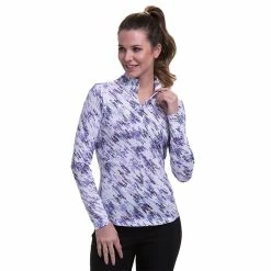 EP NY EP New York Texture Print White Multi Mock Womens Golf 1/4 Zip