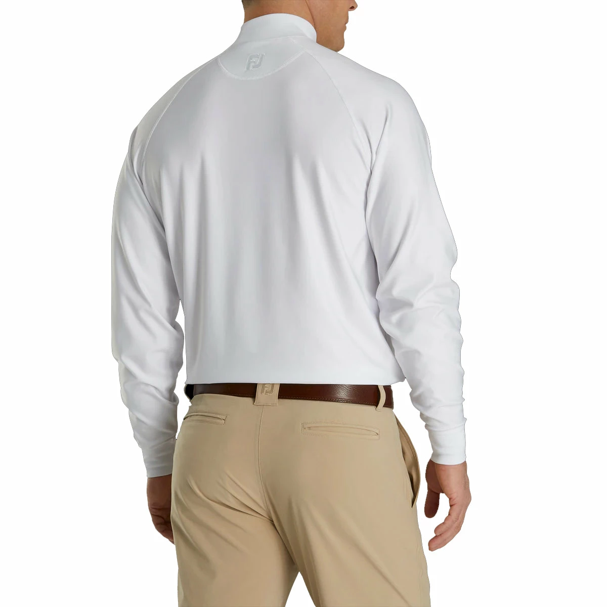 FootJoy Mock White Mens Long Sleeve Golf Shirt - Image 2