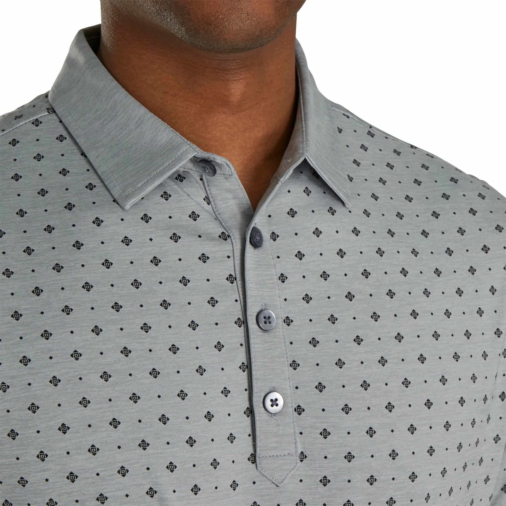 FootJoy Athletic Fit Deco Print Heather Grey Mens Golf Polo - Image 3