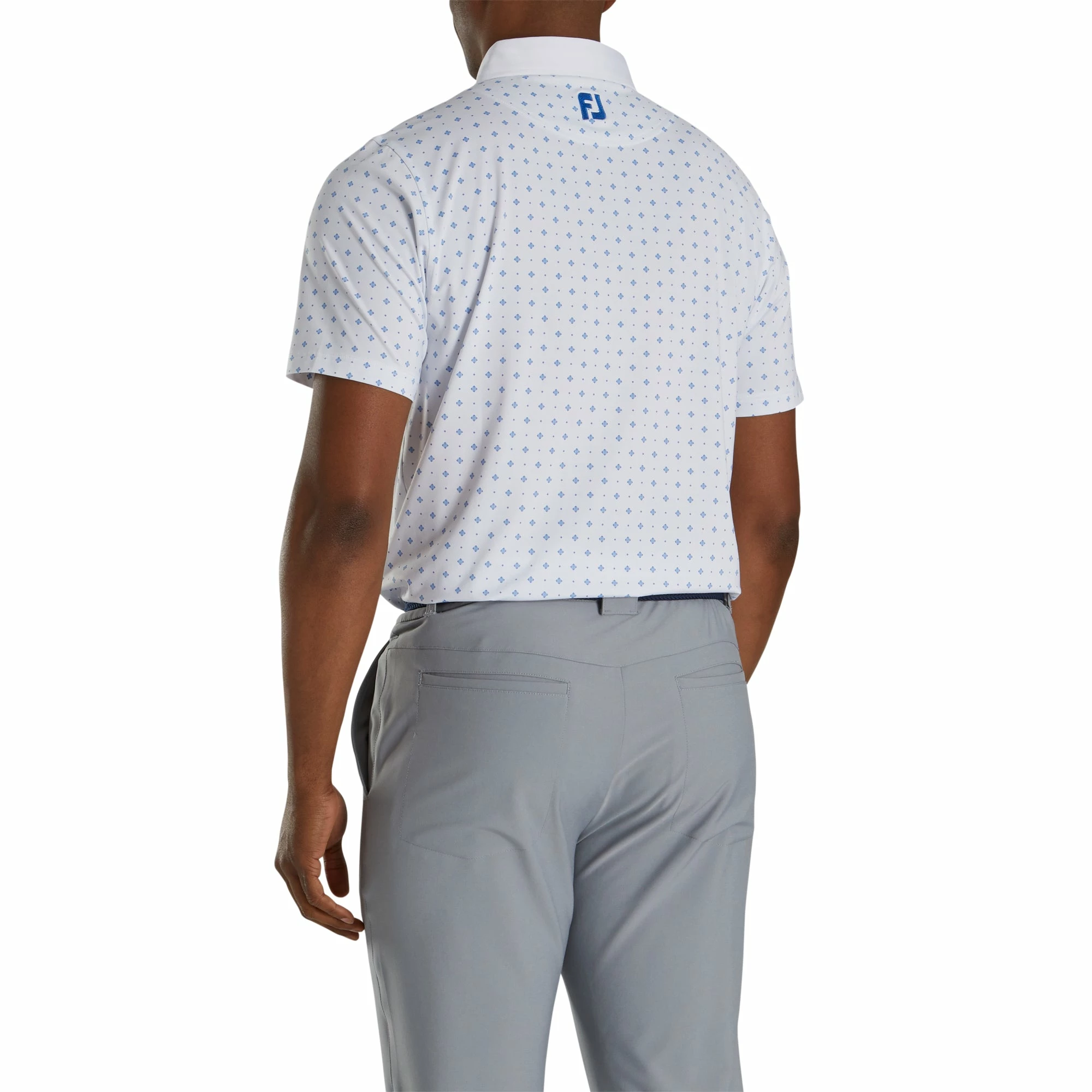 FootJoy Athletic Fit Deco Print White Mens Golf Polo - Image 2