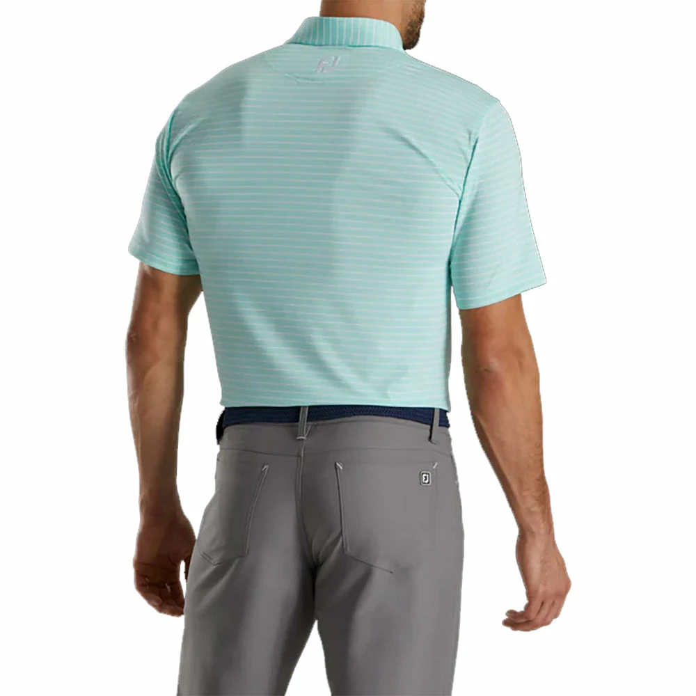 FootJoy Athletic Fit Classic Stripe Mint Mens Golf Polo - Image 2