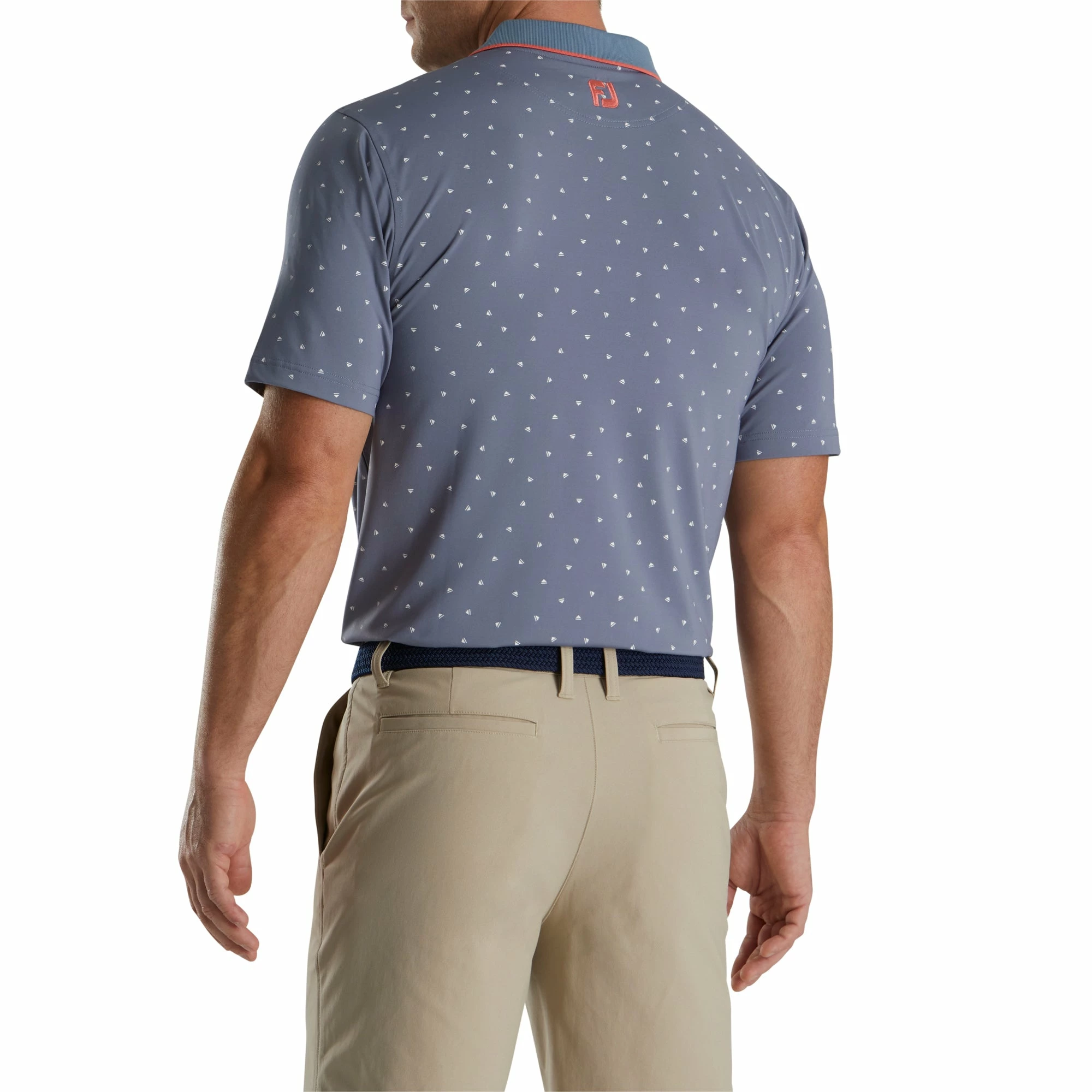 FootJoy Push Play Print Lisle Knit Graphite Mens Golf Polo - Image 2
