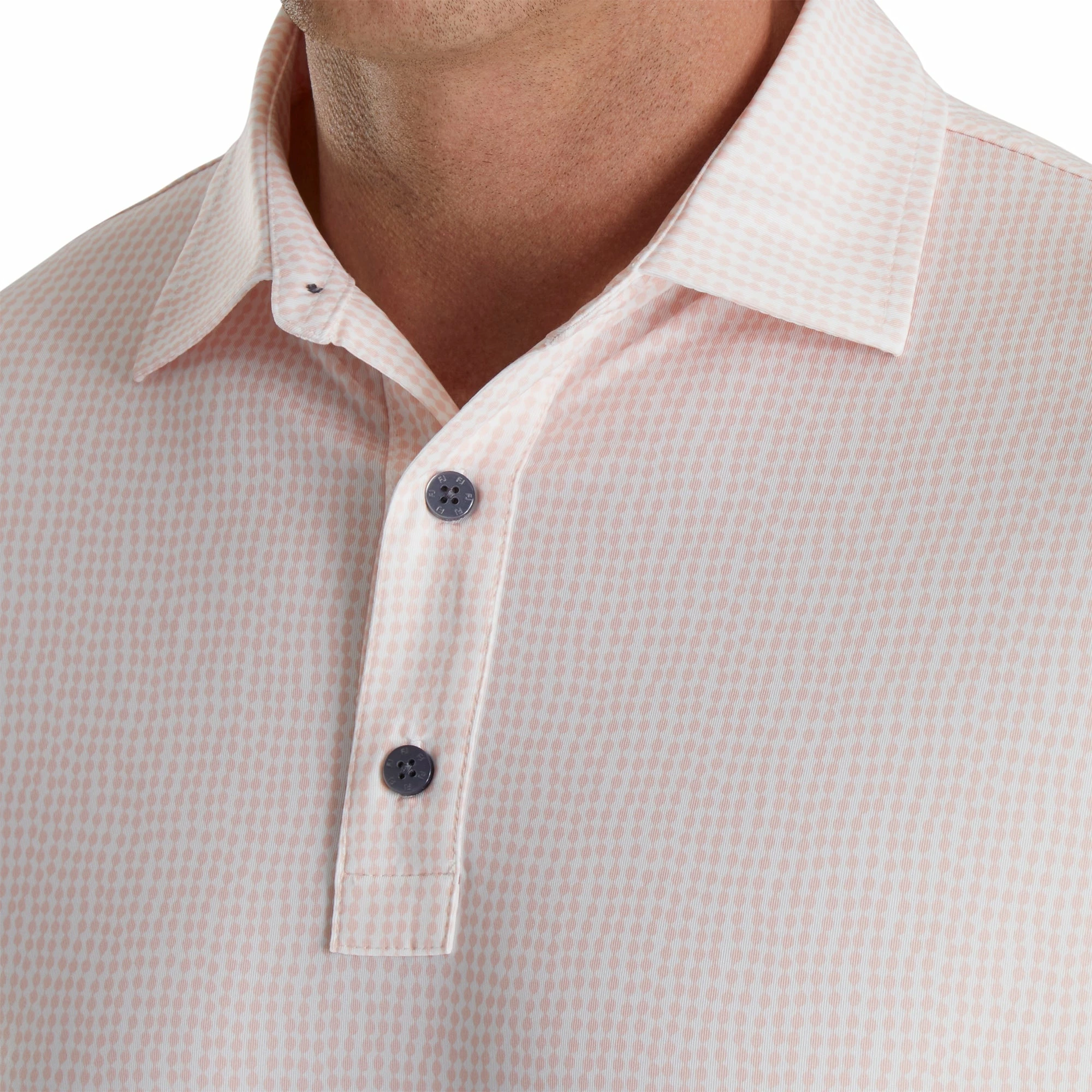 FootJoy Bead Chain Print Lisle Pink Mens Golf Polo - Image 3