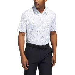 Adidas Golf Adidas Flag-Print Lime-Purple Mens Golf Polo