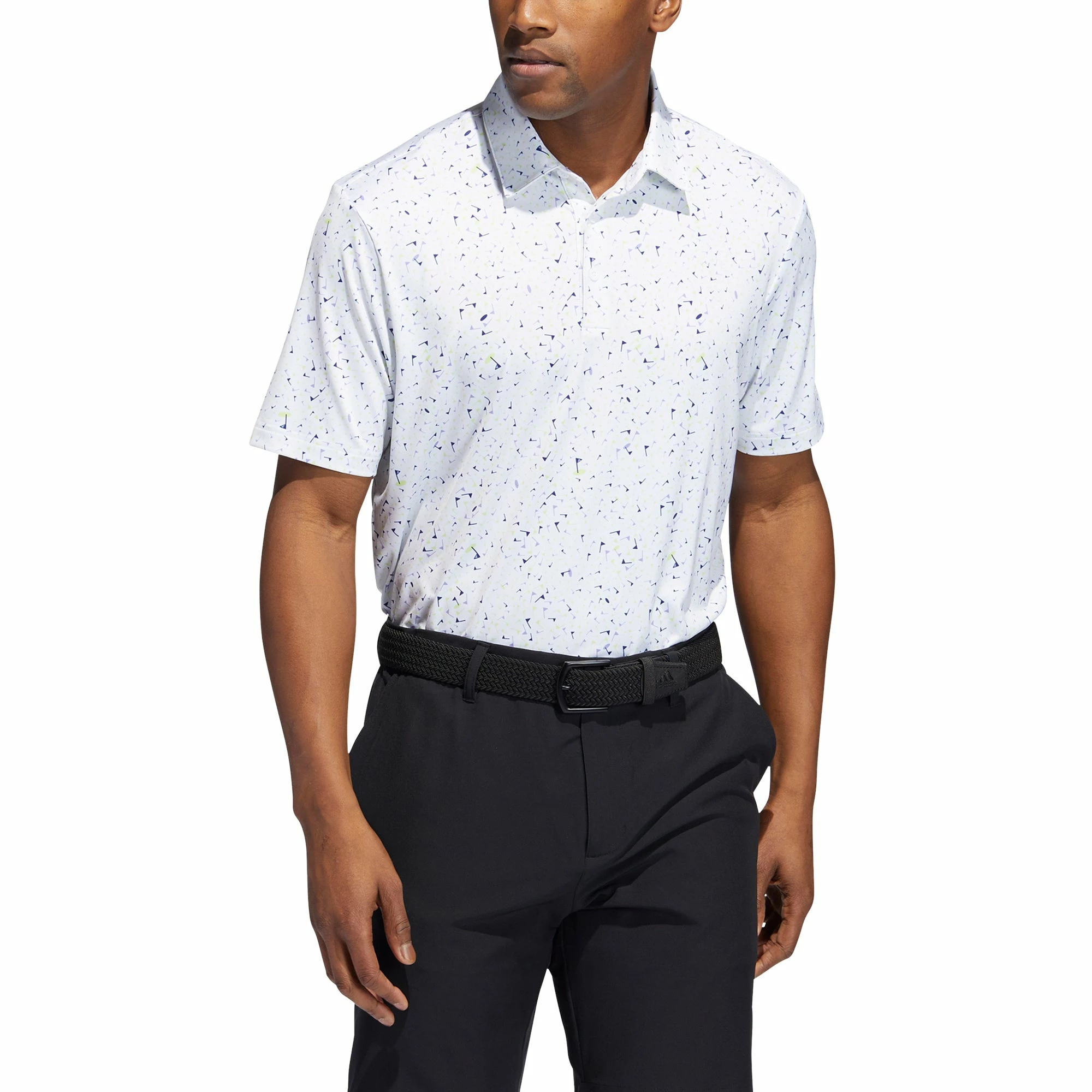 Adidas Golf Adidas Flag-Print Lime-Purple Mens Golf Polo